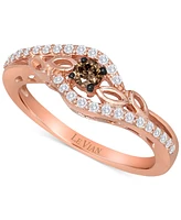 Le Vian Chocolatier Chocolate Diamond & Vanilla Diamond Swirl Ring (1/4 ct. t.w.) in 14k Rose Gold