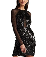 Tadashi Shoji Dina Sequin Eyelash Fringe Mini Dress