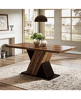 Tribesigns Farmhouse Dining Table for 4-6 People, 55-Inch Rectangle Kitchen Table, Wood Dining Room Table, Dinner Table for Dining Room, Kitchen, Livi
