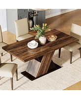 Tribesigns Farmhouse Dining Table for 4-6 People, 55-Inch Rectangle Kitchen Table, Wood Dining Room Table, Dinner Table for Dining Room, Kitchen, Livi