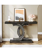 Tribesigns Mirrored Console Table, Modern Silver Entryway Table with Sparkling Crystal Inlays, 39