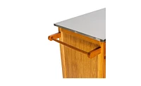 Slickblue Moveable Kitchen Cart with Stainless Steel Table Top & One Drawer & One Cabinet Sapele