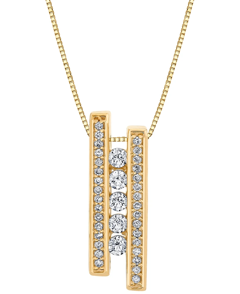 Sirena Diamond Triple Bar 18" Pendant Necklace (1/2 ct. t.w.) in 14k Yellow Gold