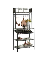 Kings Brand Furniture Lindsay Black Marble Baker s Rack