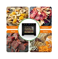 NutriChef Premium Food Dehydrator Machine with 6 Stainless Steel Trays, Digital Timer, and Temperature Control - NCDH6S7