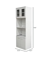 Kings Brand Furniture Danbury Tall Kitchen Pantry, Microwave Storage Cabinet, White