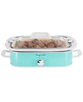 Megachef 3.5 Quart Casserole Slow Cooker with 3 Temperature Settings in Turquoise