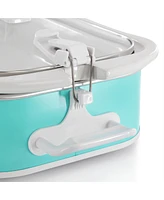 Megachef 3.5 Quart Casserole Slow Cooker with 3 Temperature Settings in Turquoise