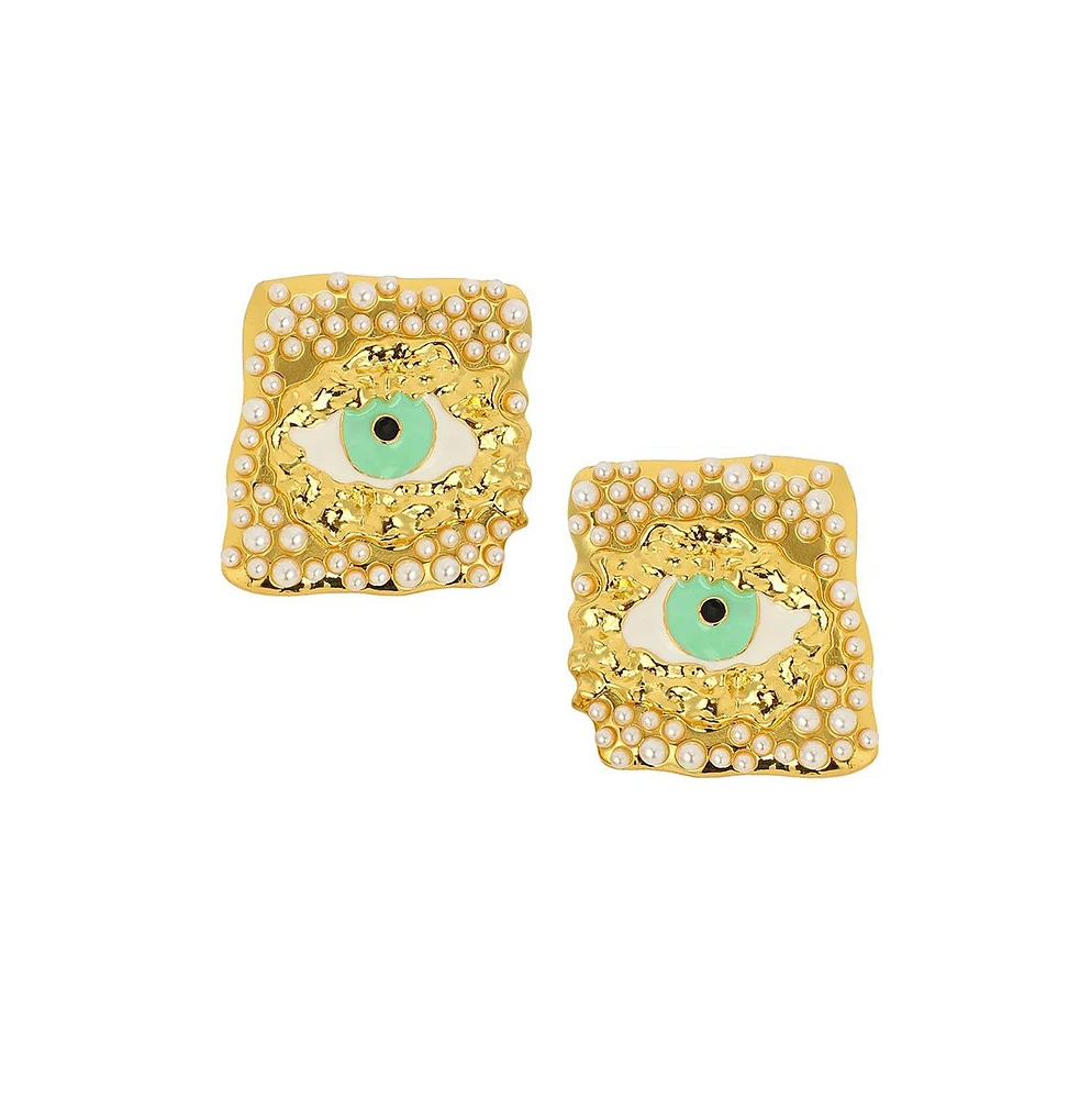 Sohi Women's The Dented Evil Eye Drop Earrings