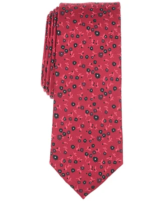 Bar Iii Men's White-Dot Floral Tie, Created for Macy's