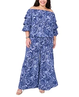 Vince Camuto Plus Paisley-Print Wide-Leg Pants