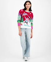 Hooked Up by Iot Juniors' Dancing Penguin Christmas Sweater