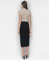 Dkny Women's Pull-On Zip-Trim Fitted Midi Pencil Skirt