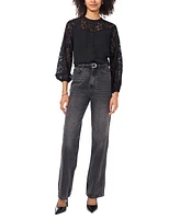 Vince Camuto Women's Lace Yoke Button-Front Top