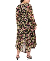 Vince Camuto Plus Floral-Print Belted Maxi Dress