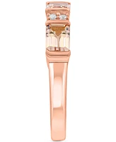 Effy Morganite (1-5/8 ct. t.w.) & Zircon (1/10 ct. t.w.) Three Stone Ring in 14k Gold-Plated