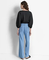 Dkny Women's Center-Piped Wide-Leg Mid-Rise Jeans