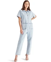 Steve Madden Women's Eira Zip-Front Short-Sleeve Jumpsuit