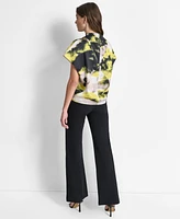 Dkny Women's Printed Cowlneck Top