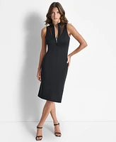 Dkny Women's Front-Zip Mesh-Front Sleeveless Dress