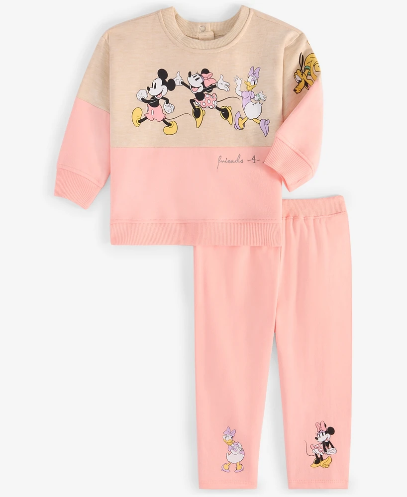 Disney Baby Girls Minnie & Friends Top Fleece Pants, 2 Piece Set