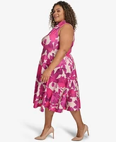 Calvin Klein Plus Floral-Print Fit & Flare Dress