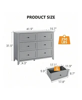 gaomon Modern 6 Chest Of Drawer Dresser, Modern Dresser With Deep Drawers And Nickel Round Handle, Wood Organizer Storage Cabinet For Bedroom, Living