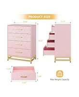 gaomon Dresser For Bedroom With 4 Drawers And Metal Handle,Chest Of Drawers, Sturdy Frame Modern Bedroom Furniture, Wood Dressers With Drawers