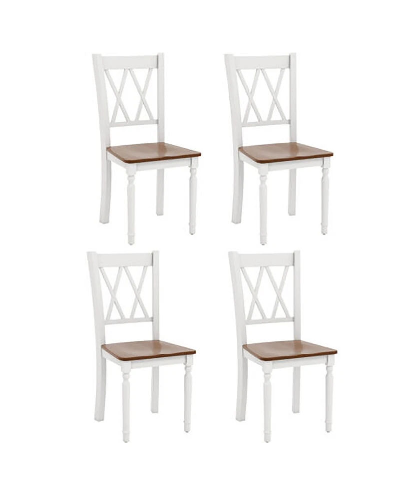 Gymax Dining Chairs Set of 4 Wood Farmhouse Dining Room Side Chairs for Home Kitchen