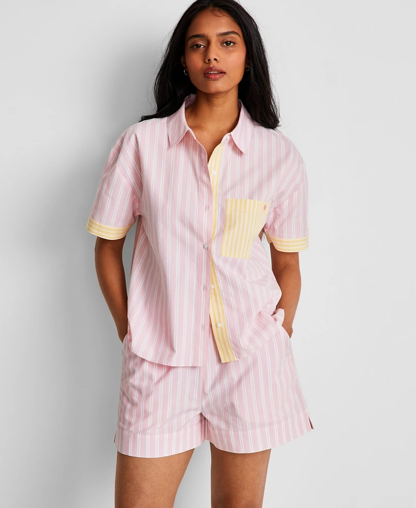 State of Day Women's Colorblocked Striped Boxer Pajama Set, Exclusively at Macy's