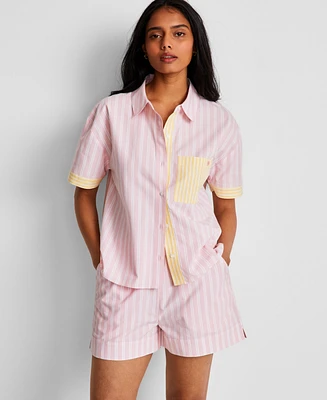 State of Day Women's Colorblocked Striped Boxer Pajama Set, Exclusively at Macy's