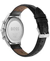 Hugo Boss Men's Chronograph Companion Black Leather Strap Watch 42mm