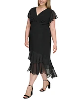 Tommy Hilfiger Plus Flutter-Sleeve A-Line Dress