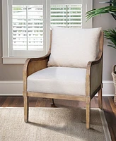 Martha Stewart Collection 28" Wood Morgan Wide Cane Accent Chair with Removable Back Cushion