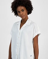 Nautica Jeans Women's Collared Short-Sleeve Camp Shirt