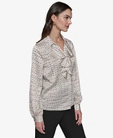 Karl Lagerfeld Paris Women's Ruffled Dot-Print Blouse