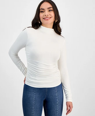 I.n.c. International Concepts Petite High-Neck Side-Ruched Top, Exclusively at Macy's