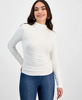 I.n.c. International Concepts Petite High-Neck Side-Ruched Top, Exclusively at Macy's