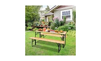 Slickblue 3-Piece Picnic Combo Set – 5.8FT Wooden Table and Bench Set for Outdoor Dining