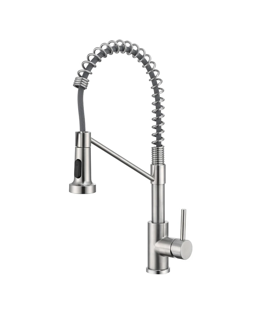 Flynama 2-Spray Function Single-Handle Pull Down Sprayer Kitchen Faucet in Brush Nickel