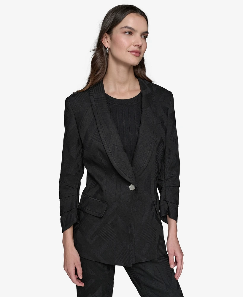 Karl Lagerfeld Paris Women's Jacquard Shawl-Collar Blazer