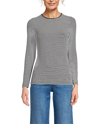 Lands' End Women's Lightweight Jersey Skimming Long Sleeve Crew Neck T-shirt