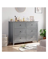 gaomon Modern 6 Chest Of Drawer Dresser, Modern Dresser With Deep Drawers And Nickel Round Handle, Wood Organizer Storage Cabinet For Bedroom, Living