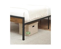 gaomon Full Size Bed Frame with Wooden Headboard and Footboard, Metal Platform Slats Heavy Duty Support, No Box Spring Needed, Under Bed Storage, Nois