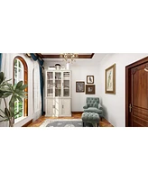 Famapy 5-Shelf Brown Wood Standard Bookcase With 3 Glass Doors and 3 Wood Doors