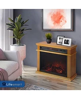 LifeSmart LifePro 1500W Portable Electric Infrared Quartz Indoor Fireplace, Oak