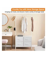 gaomon Clothing Rack With 4/6 Drawers, Freestanding Closet Organizer, Clothes Stand Dresser With Steel Frame & Wooden Top