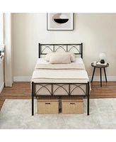 gaomon Metal Bed Frame Twin Pink, Sturdy Modern Stylish Iron Twin Bed Frame with Headboard and Footboard