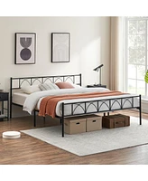 gaomon Metal Bed Frame King Black, Sturdy Modern Stylish Iron Twin Bed Frame with Headboard and Footboard