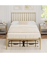 gaomon Full Size Metal Bed Frame with Retro Headboard, 14 Inch Platform Bed Frame Mattress Foundation
